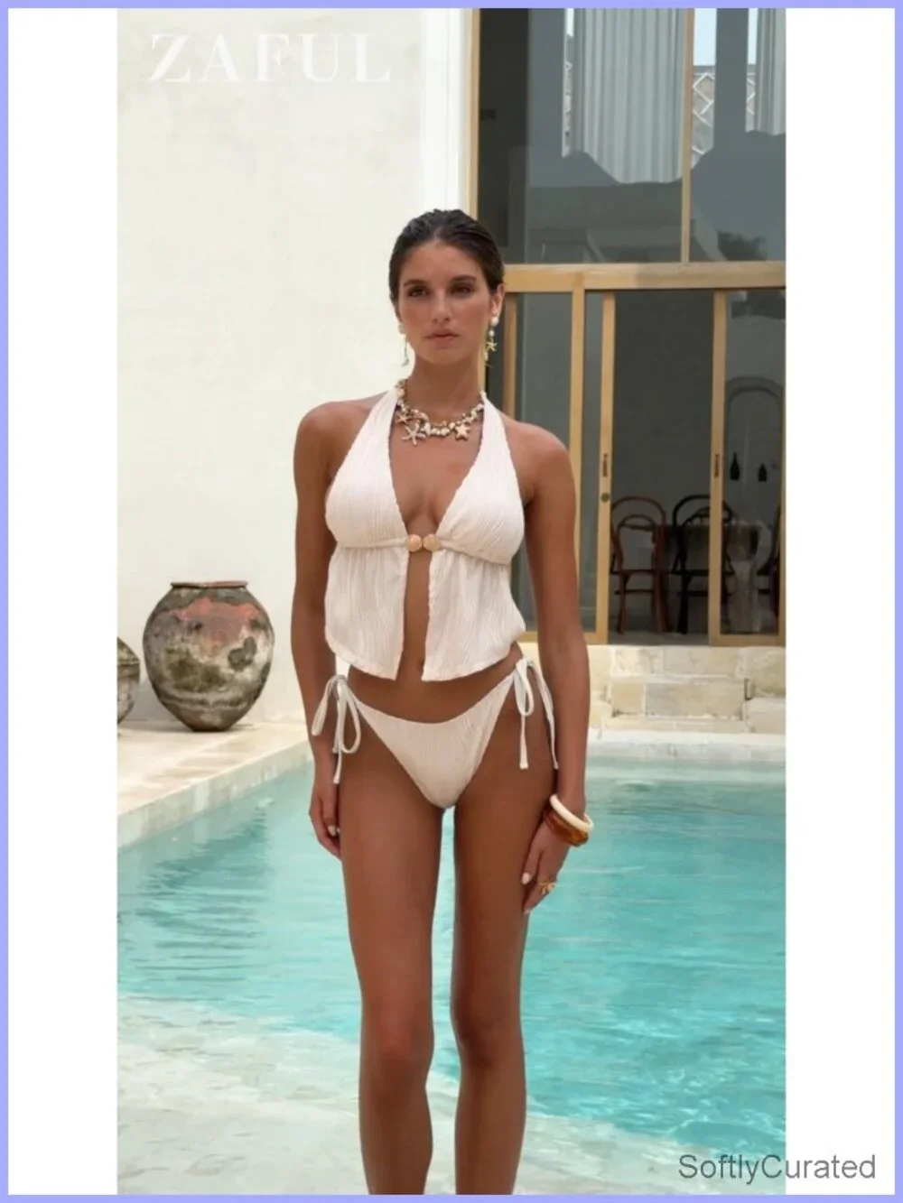 Halter Bikini Set with Removable Pads, Tie Side Bottoms